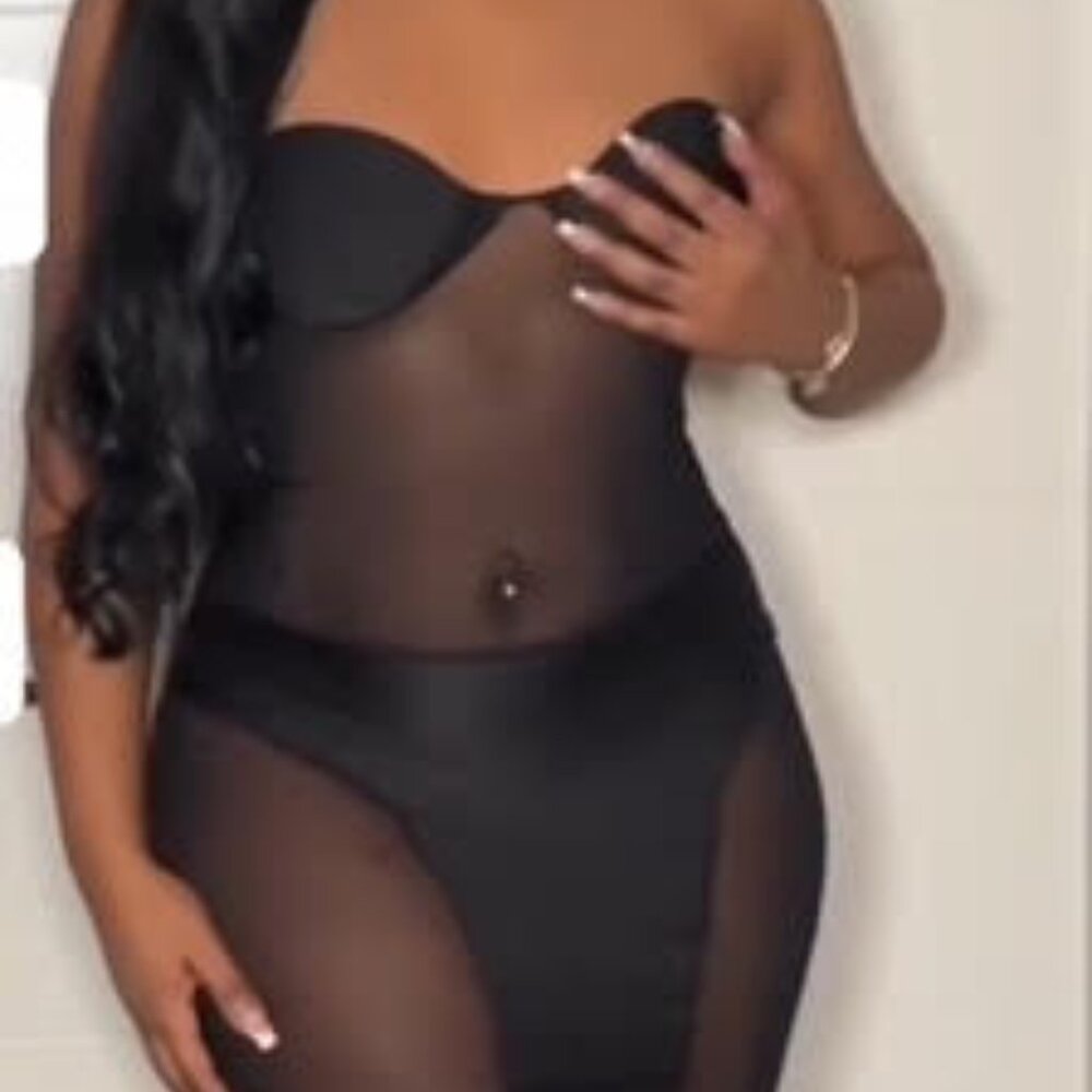 Chocolate Rose Sheer Maxi Dress with Slit